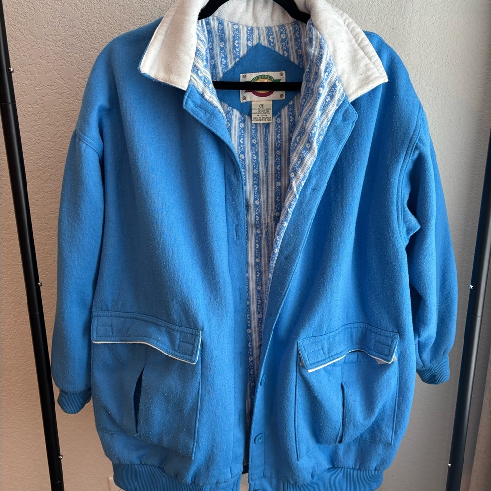 Vintage Rock Creek Blue Fleece Jacket With Collar Size M